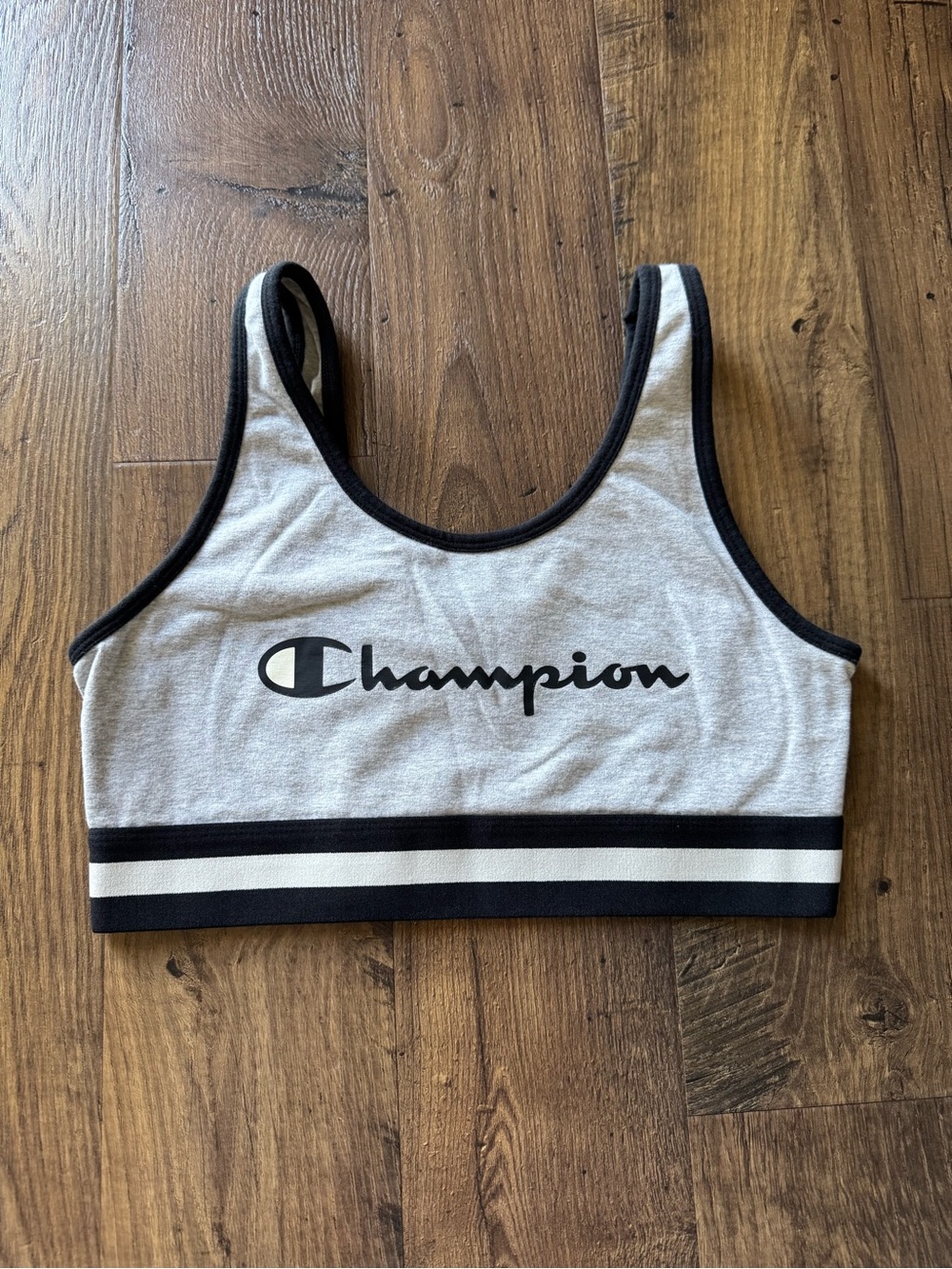 Champion Grey and Black Logo Athletic Crop Tank
